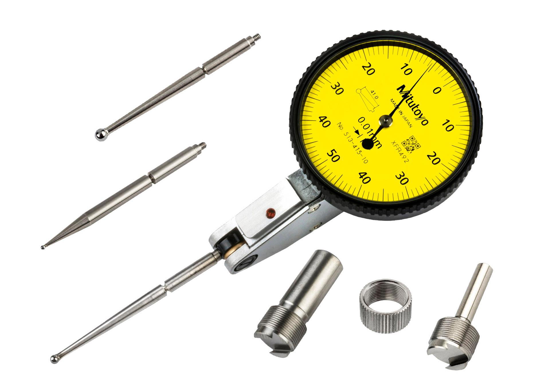 Mitutoyo, 513-415-10A, DIAL TI, MID SET, STANDARD, 1 MM, 0.01 MM GRAD, LONG TIP, YELLOW DIAL