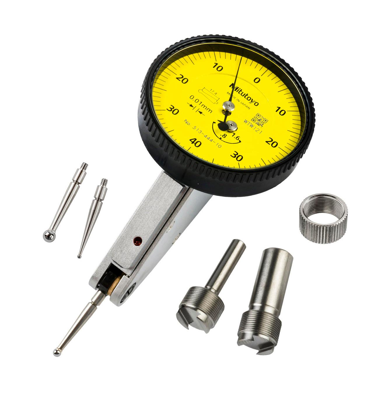 Mitutoyo, 513-444-10A, DIAL TI, MID SET, TILTED, 1.6 MM, 0.01 MM GRAD, YELLOW DIAL