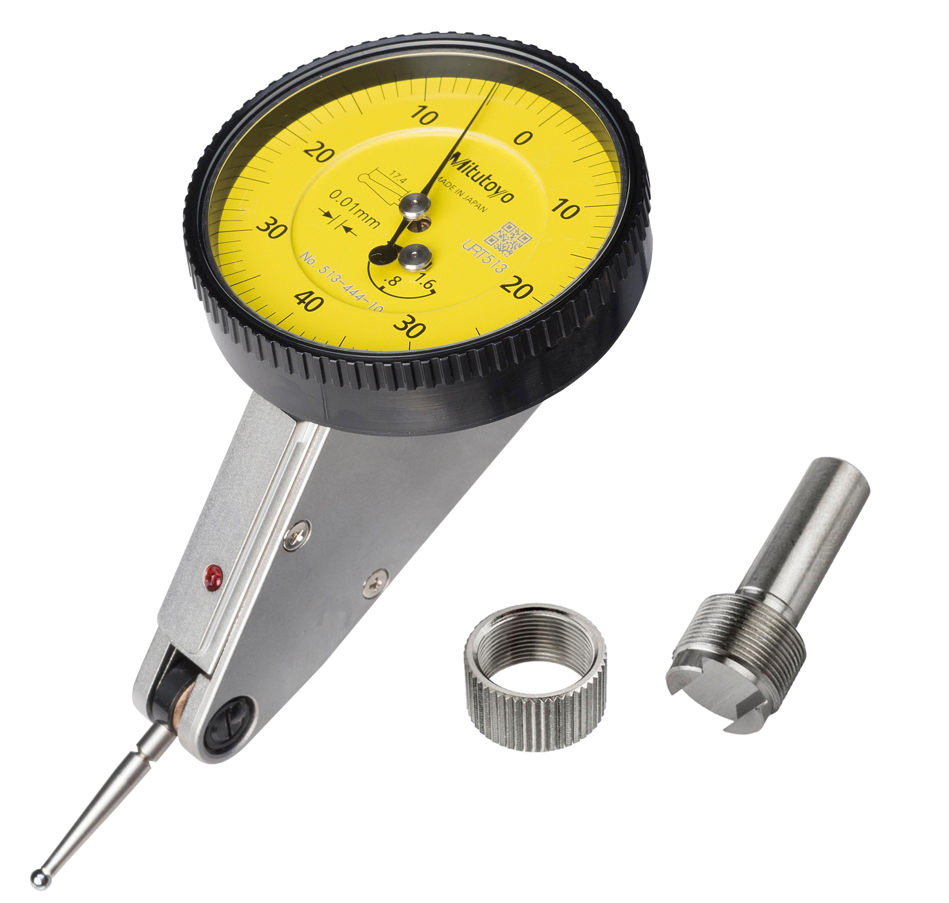 Mitutoyo, 513-444-10H, DIAL TI, TILTED, 1.6 MM, 0.01 MM GRAD, YELLOW DIAL