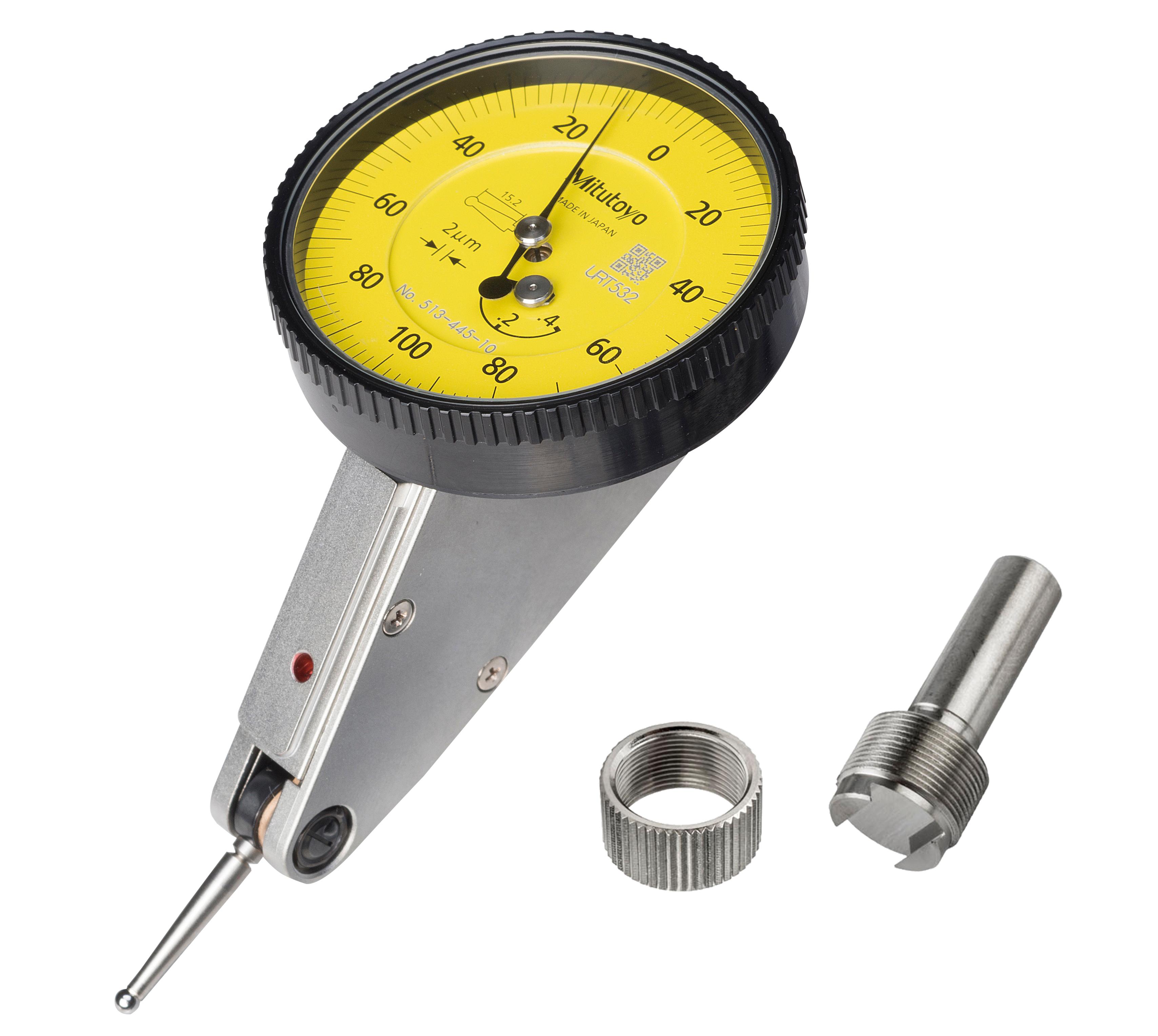 Mitutoyo, 513-445-10H, DIAL TI, TILTED, 0.4 MM, 0.002 MM GRAD, YELLOW DIAL