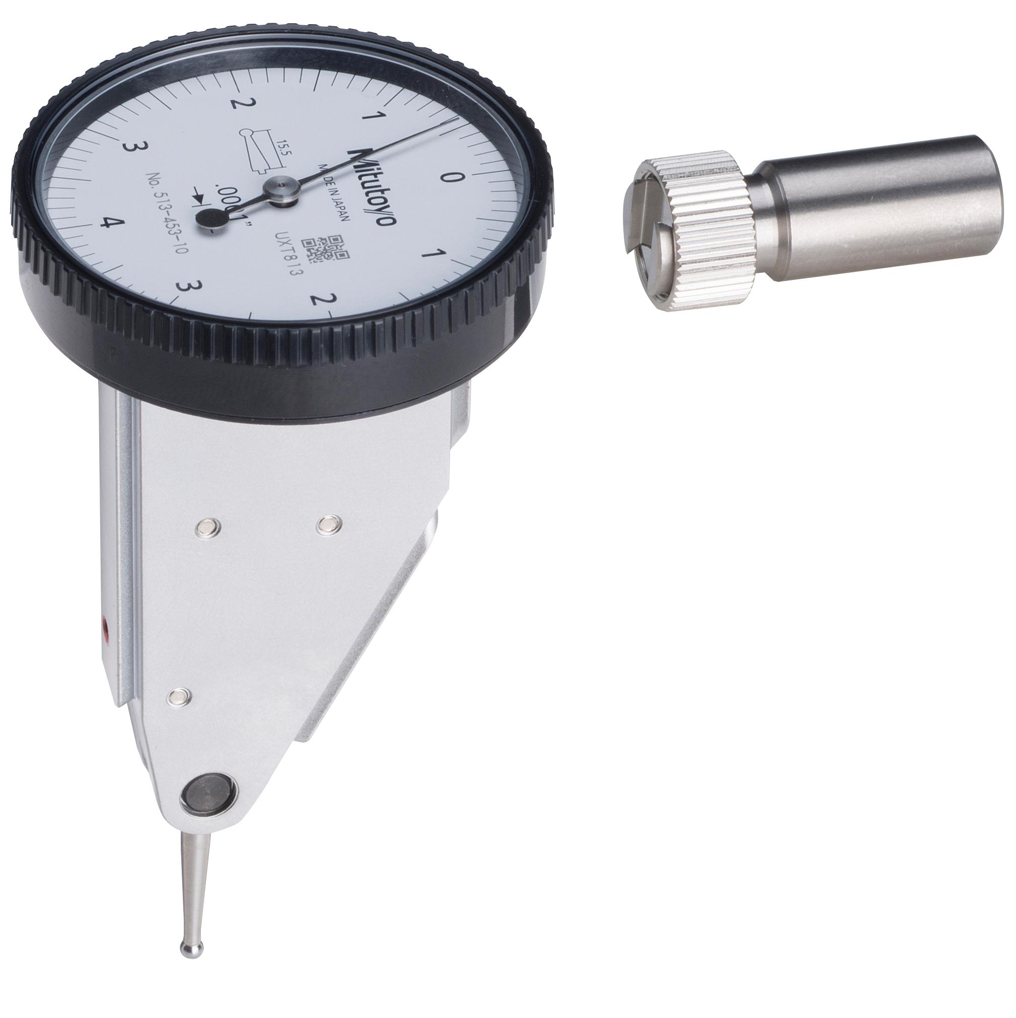 Mitutoyo, 513-453-10E, .0001 In, .008 In, Dial Test Indicator, Vertical, Basic Set, 0-4-0, 3/8 In Stem, .079 In Contact Point, 15mm Length, Anti-Magnet, Jeweled Bearing