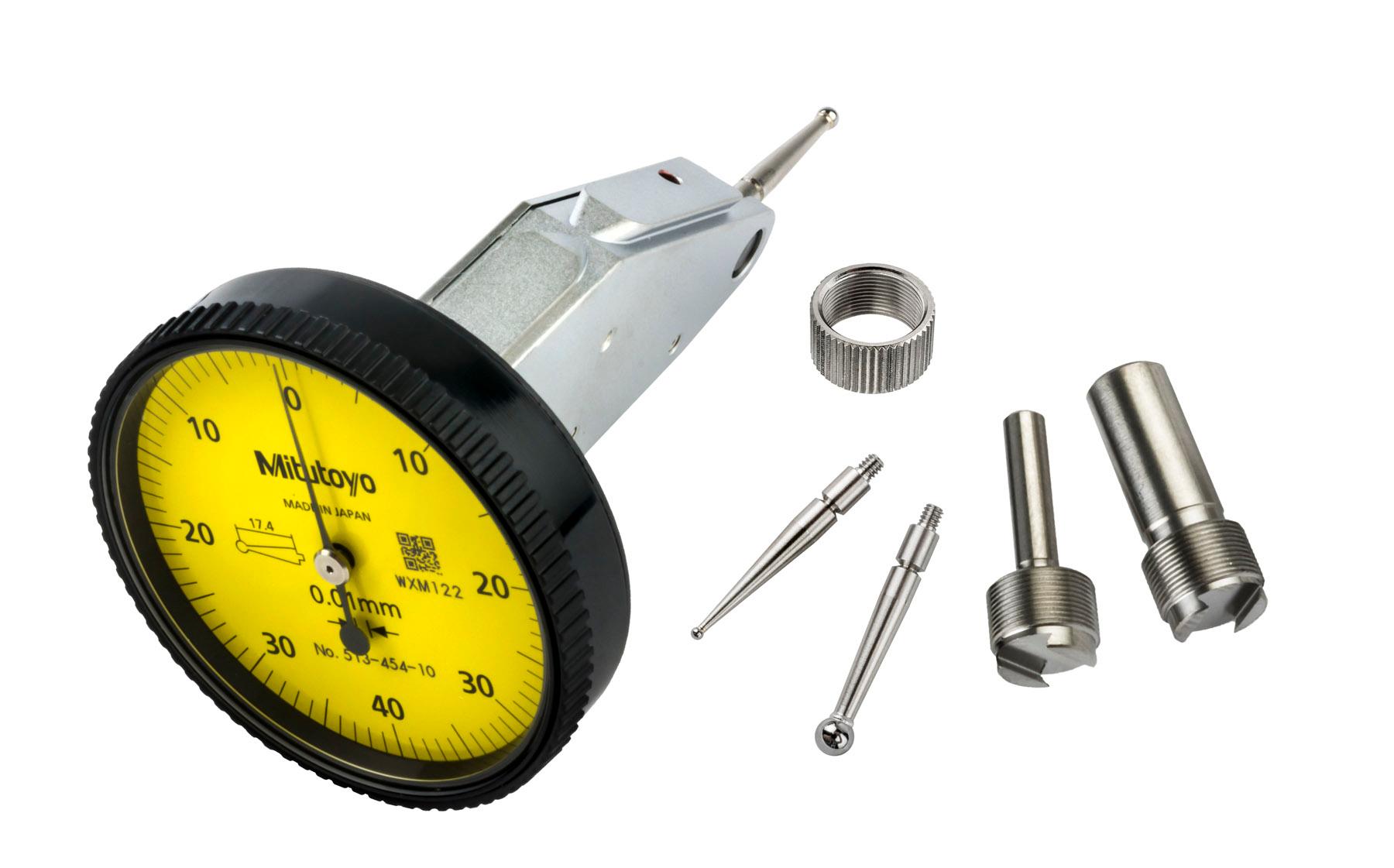 Mitutoyo, 513-454-10A, DIAL TI, MID SET, VERTICAL, 0.8 MM, 0.01 MM GRAD, YELLOW DIAL