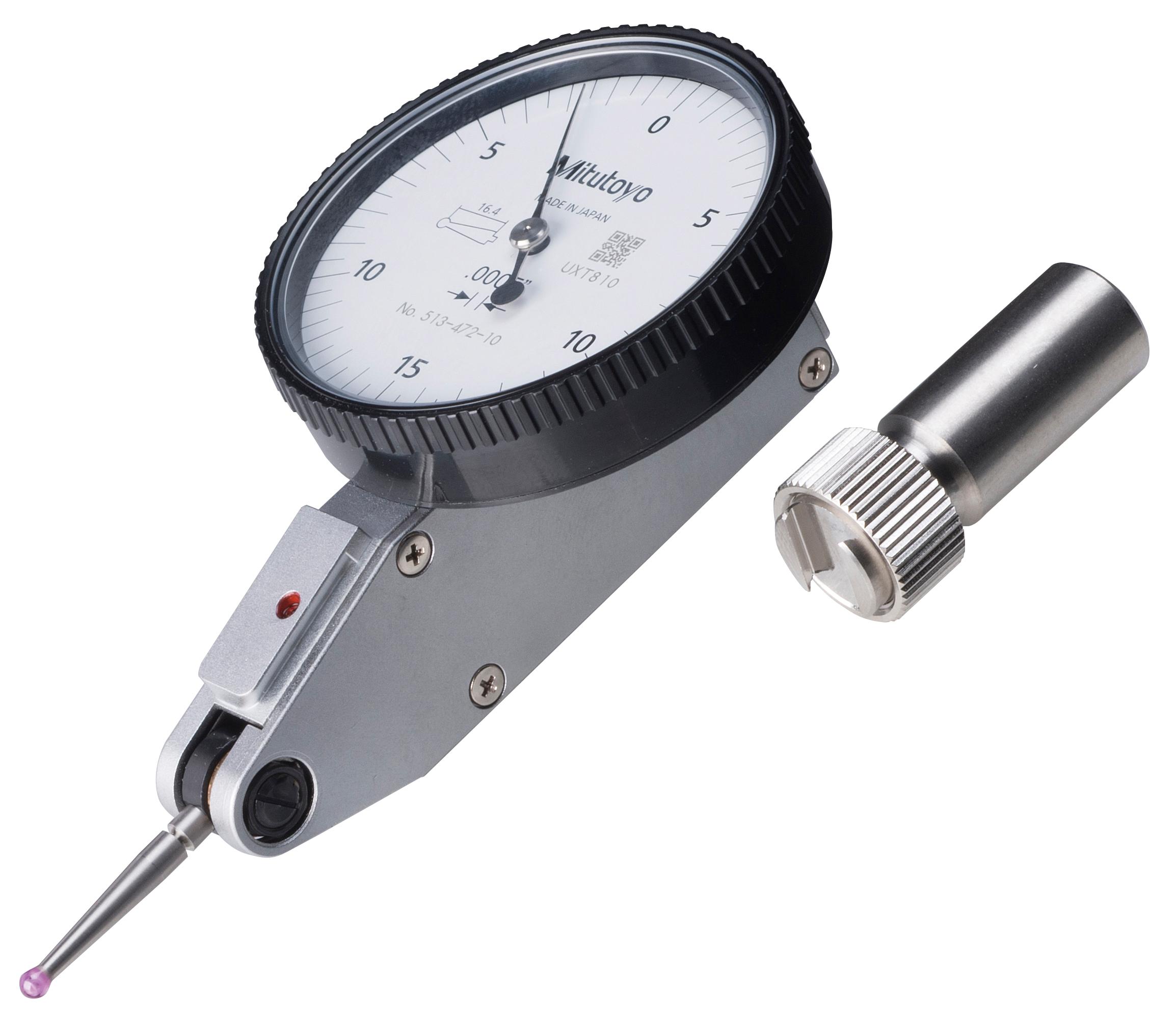 Mitutoyo, 513-472-10E, .0005 In, .03 In, Dial Test Indicator, Basic Set, 0-15-0, 3/8 In Stem, .079 In Ruby Contact Point, 19.9mm Length, Anti-Magnet, Jeweled Bearing
