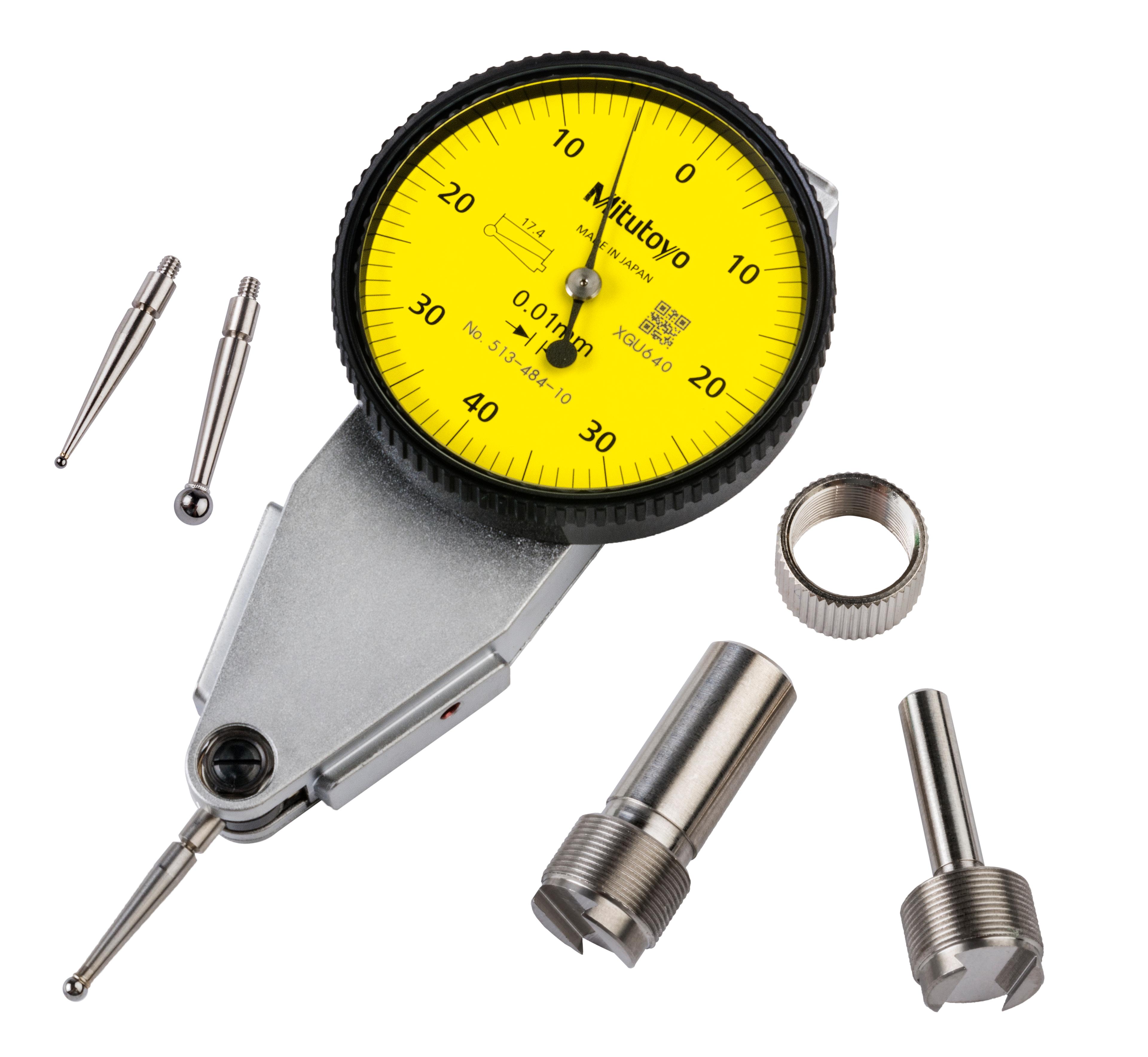 Mitutoyo, 513-484-10A, DIAL TI, PLUS SET, HORIZONTAL, 0.8 MM, 0.01 MM GRAD, YELLOW DIAL