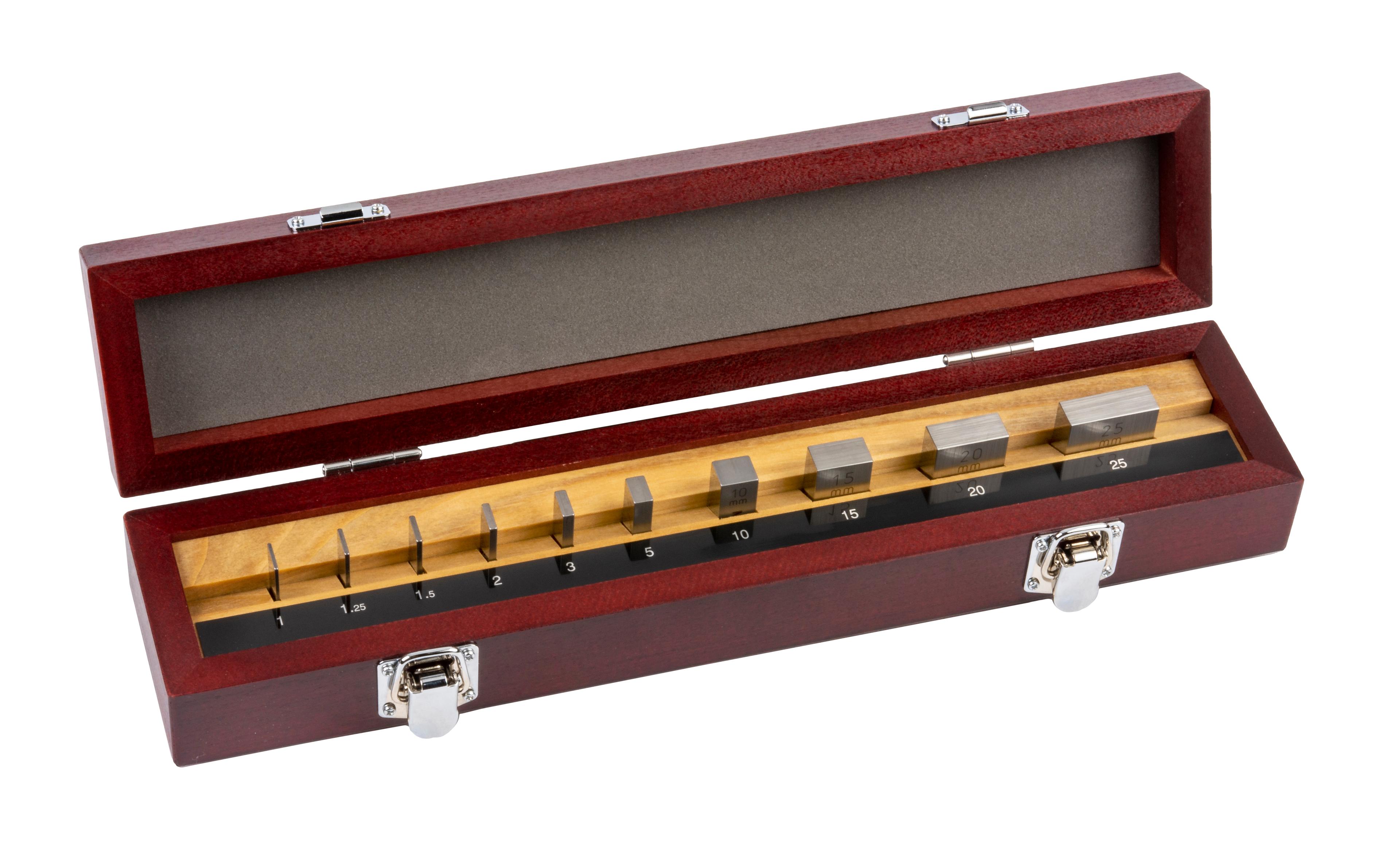 Mitutoyo, 516-101-26, Micrometer Inspection Gage Block Sets, Steel, Grade AS-1, includes 1.00,1.25,1.50,,2,3,5,10,15,20,25mm