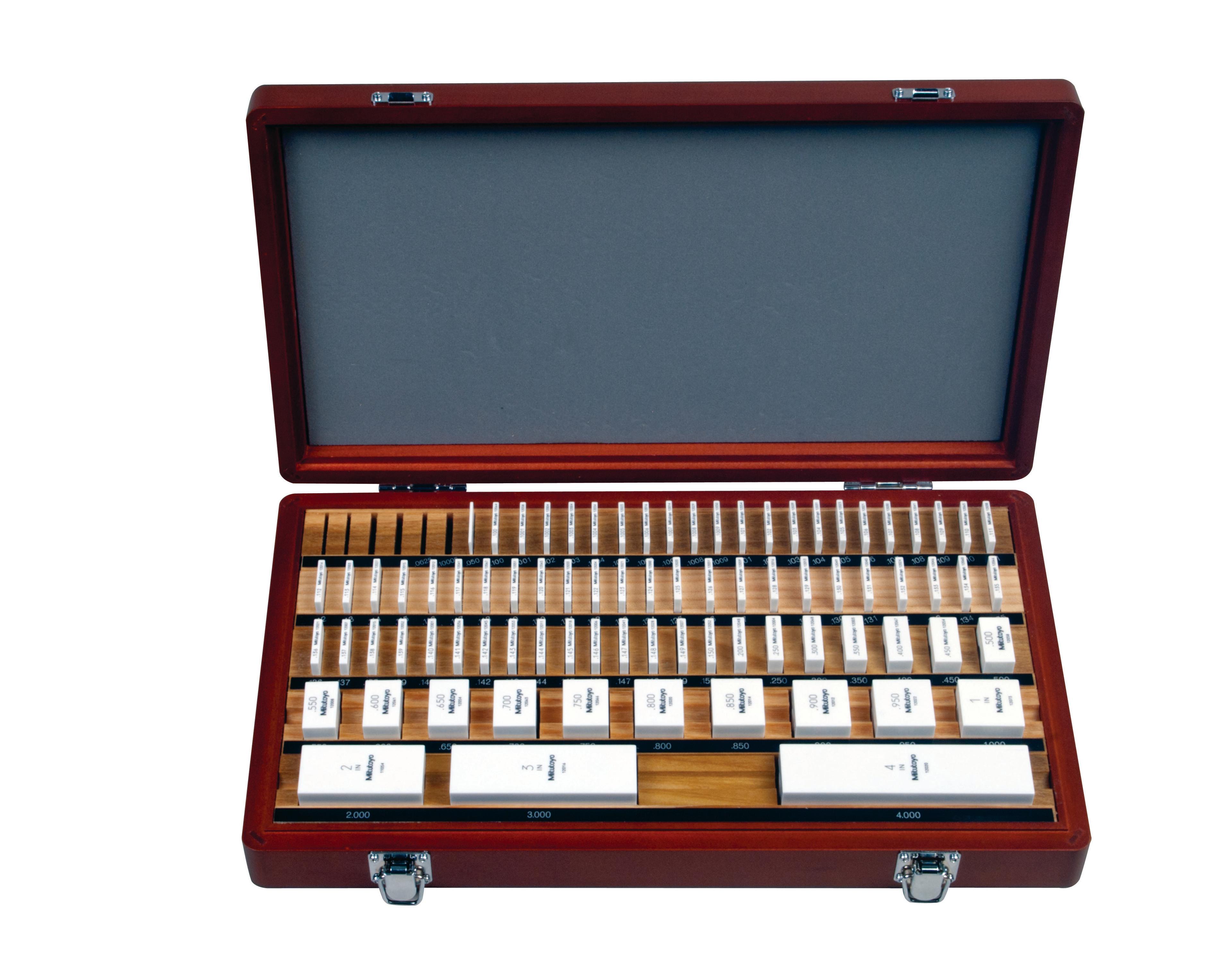 Mitutoyo, 516-202-26, Inch Square Gage Block Set, Ceramic, Grade 0, included .101-.149, .001 step, Qty 49