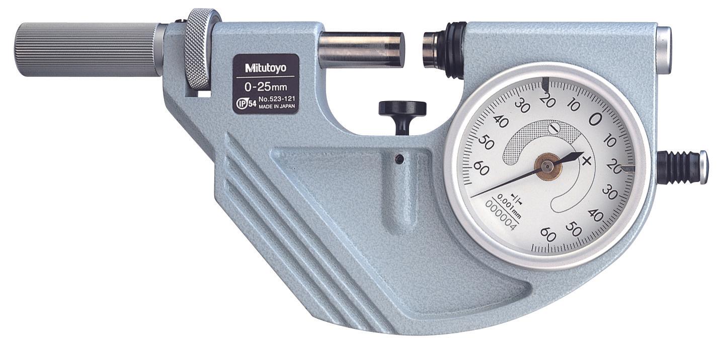 Mitutoyo, 523-121, Dial snap meter, 0-25mm range, 0.001mm graduation, .060mm indicating range