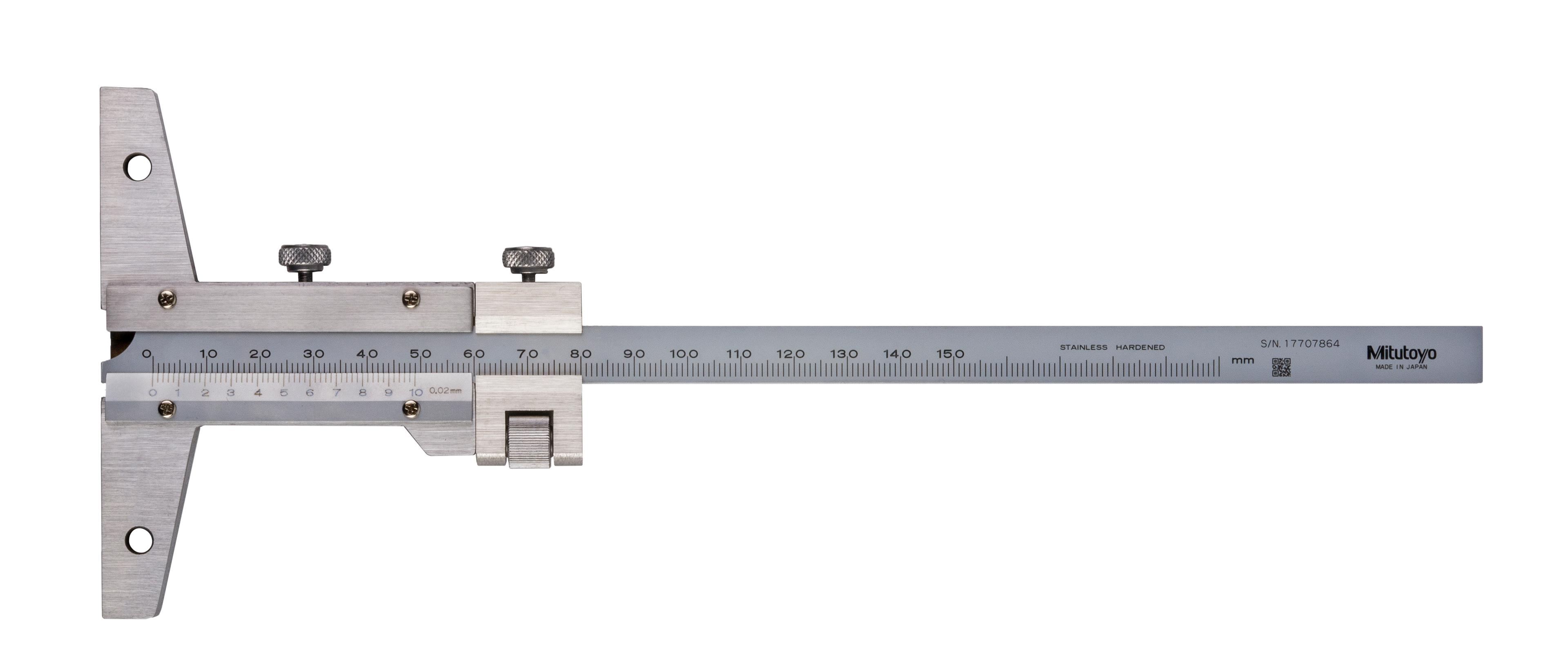 Mitutoyo, 527-101, 0-150mm, 0.02mm Vernier Depth Gage, With Fine Adjustment