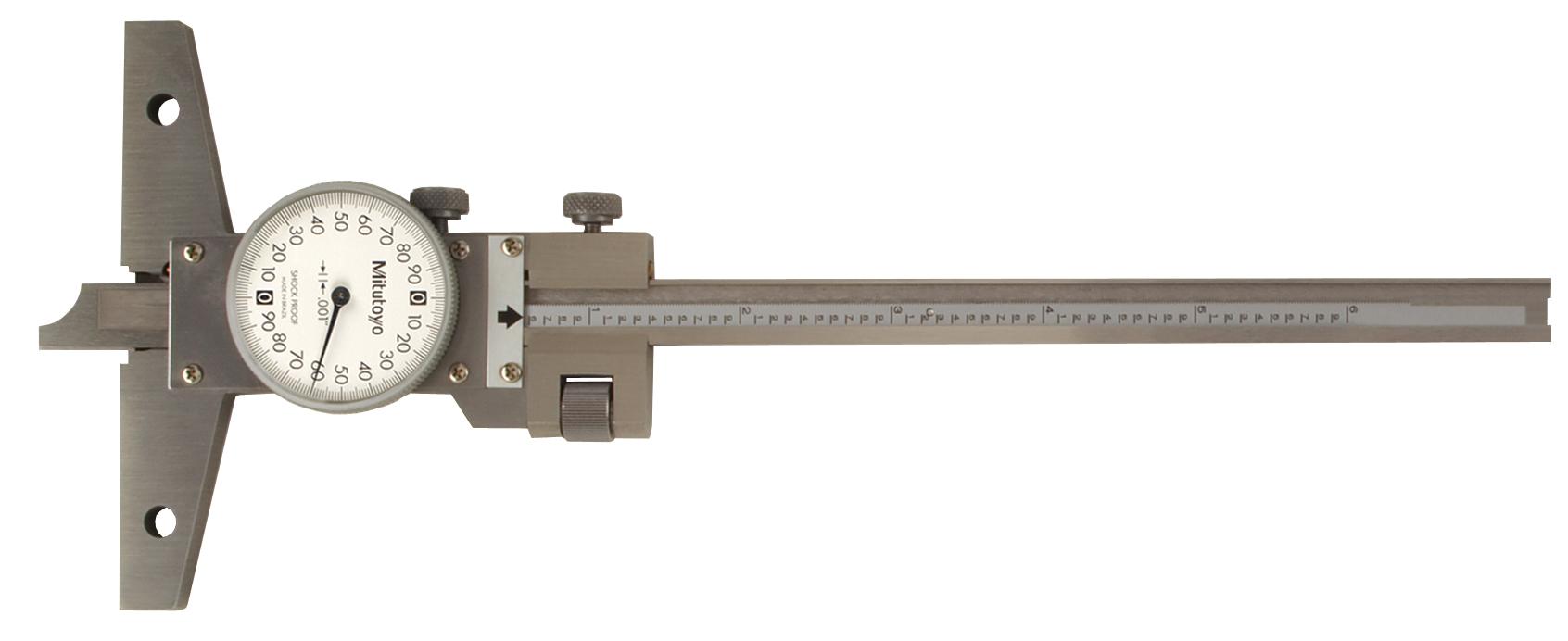 Mitutoyo, 527-311-50, 6 In, .001 In Dial Depth Gage, With Fine Adjustment