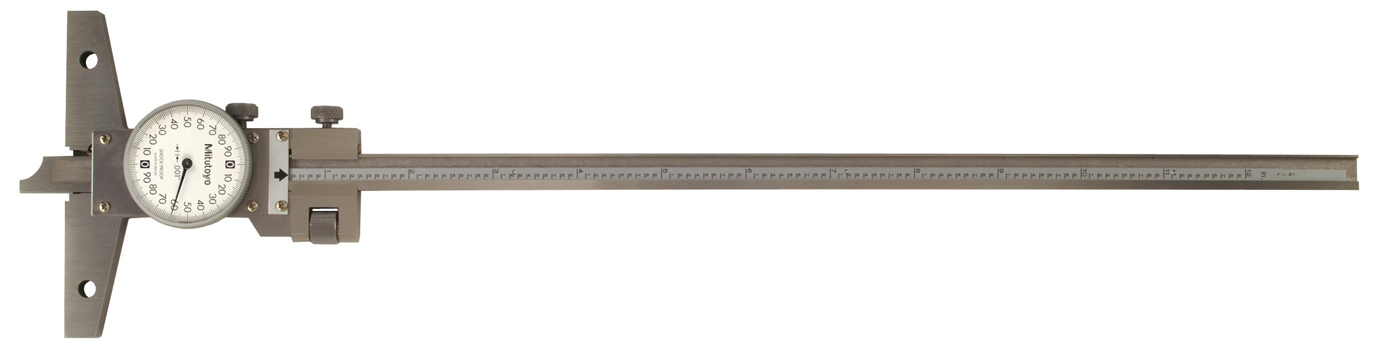 Mitutoyo, 527-313-50, 12 In, .001 In Dial Depth Gage, With Fine Adjustment
