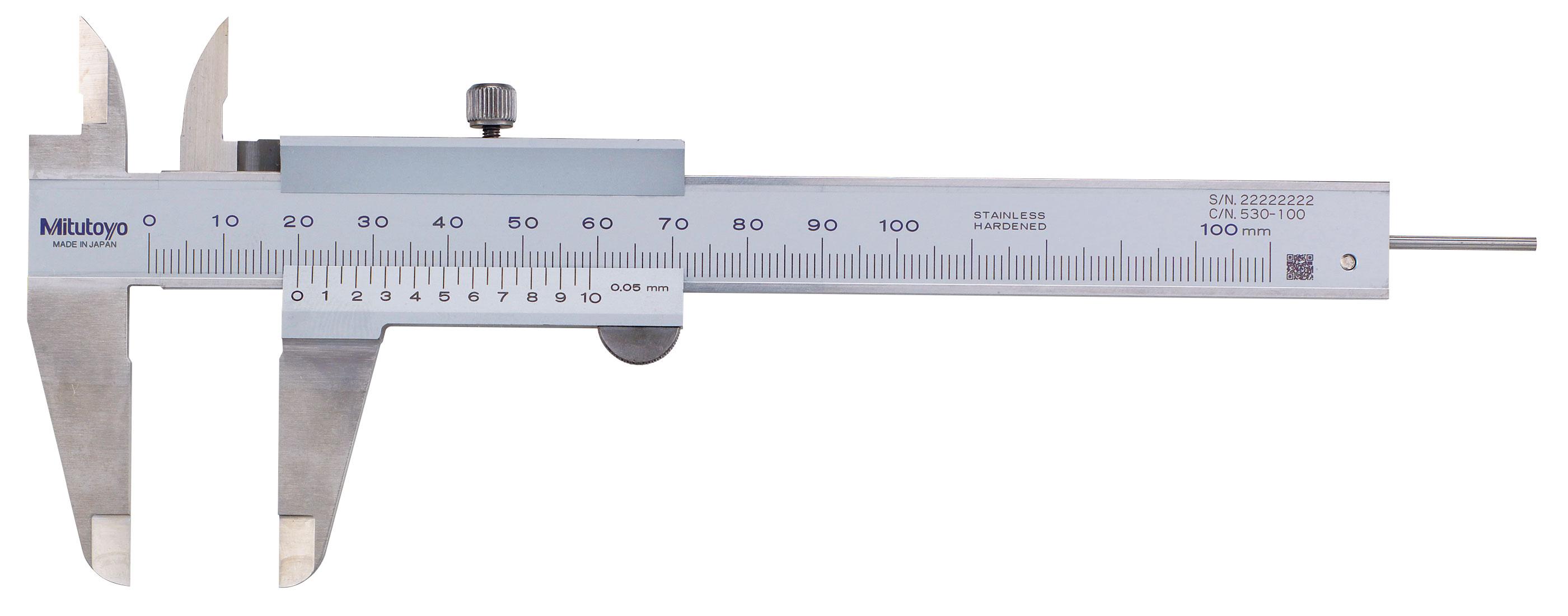 Mitutoyo, 530-100, CALIPER, VERNIER, 0-100MM, RESOLUTION 0.05MM
