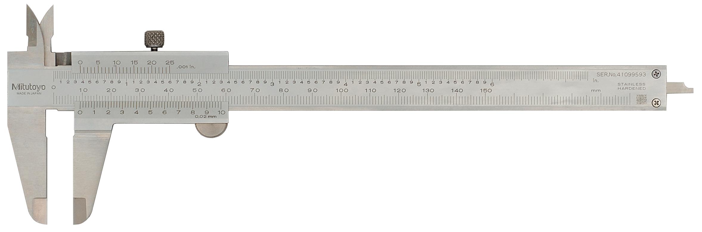 Mitutoyo, 530-312, 0-150mm/0-6 In, 0.02mm/.001 In, Vernier Caliper, High Accuracy, Dual Scale