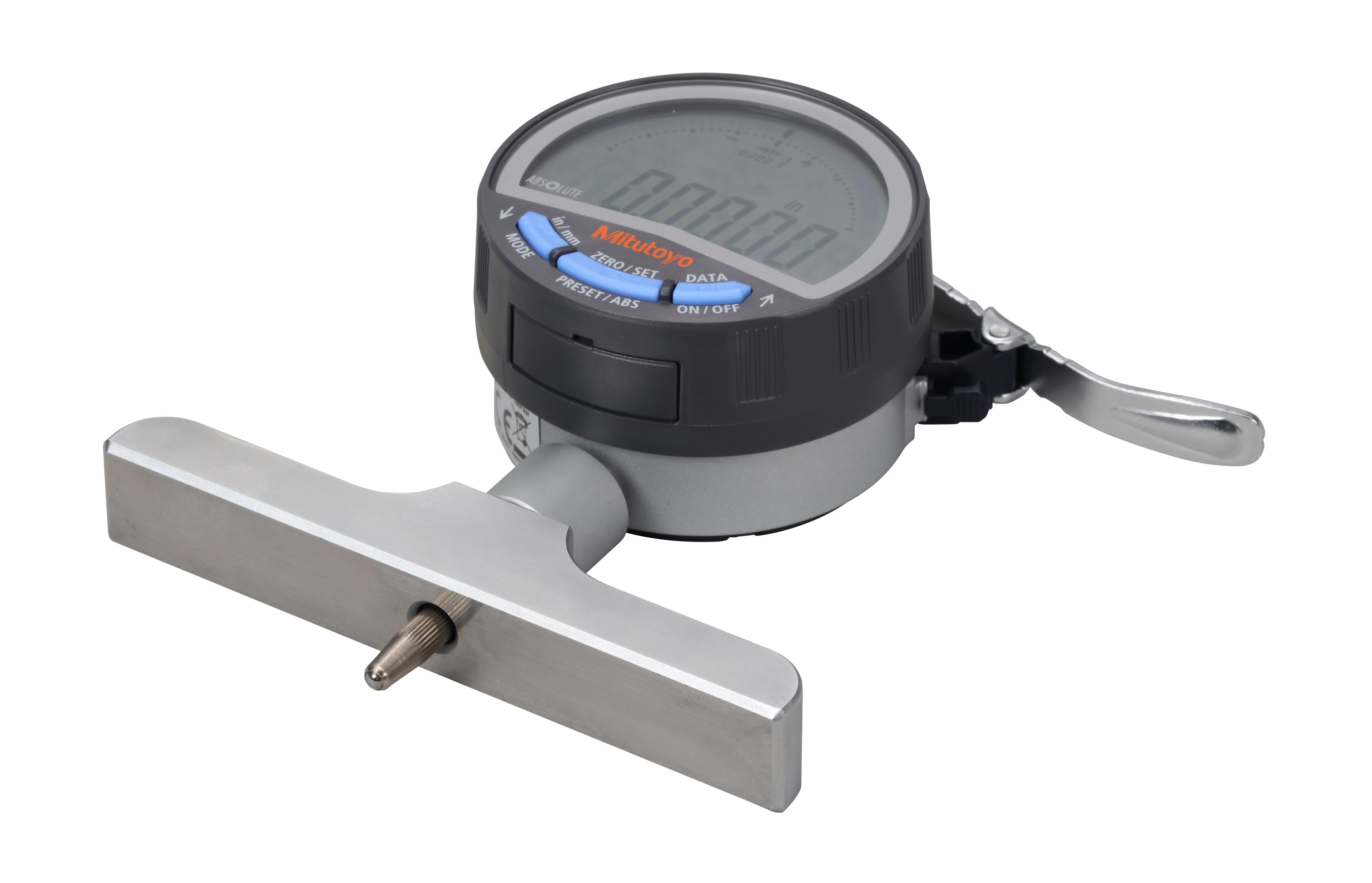 Mitutoyo, 547-218A, DIGIMATIC DEPTH GAGE/IDC 0.01MM/0.0005, 200MM/0.8 IN, 101.6MM/4 IN BASE