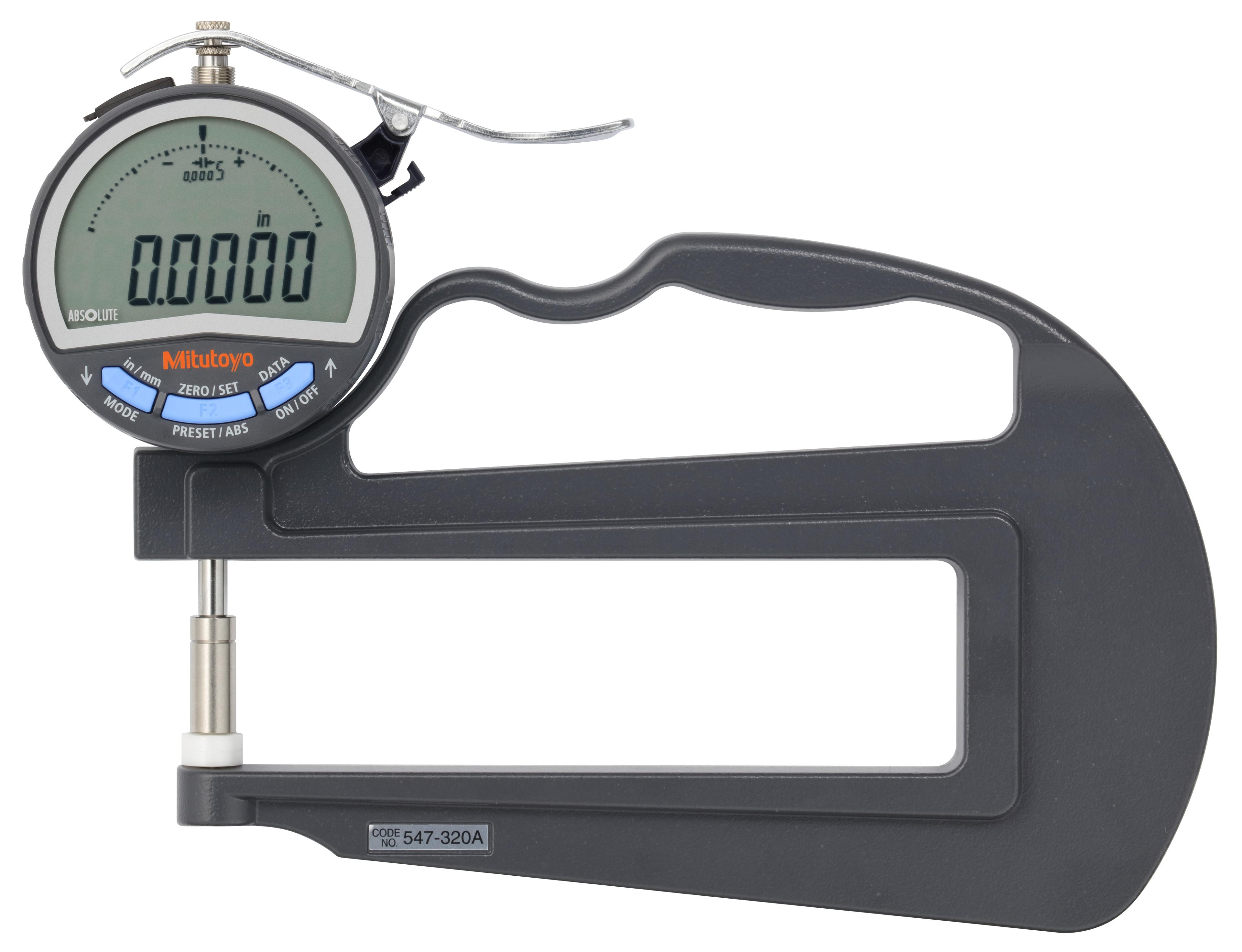 Mitutoyo, 547-320A, DIGIMATIC THICKNESS GAGE/IDC 0.01MM/0.0005IN, 10MM/0.4IN, DEEP THROAT