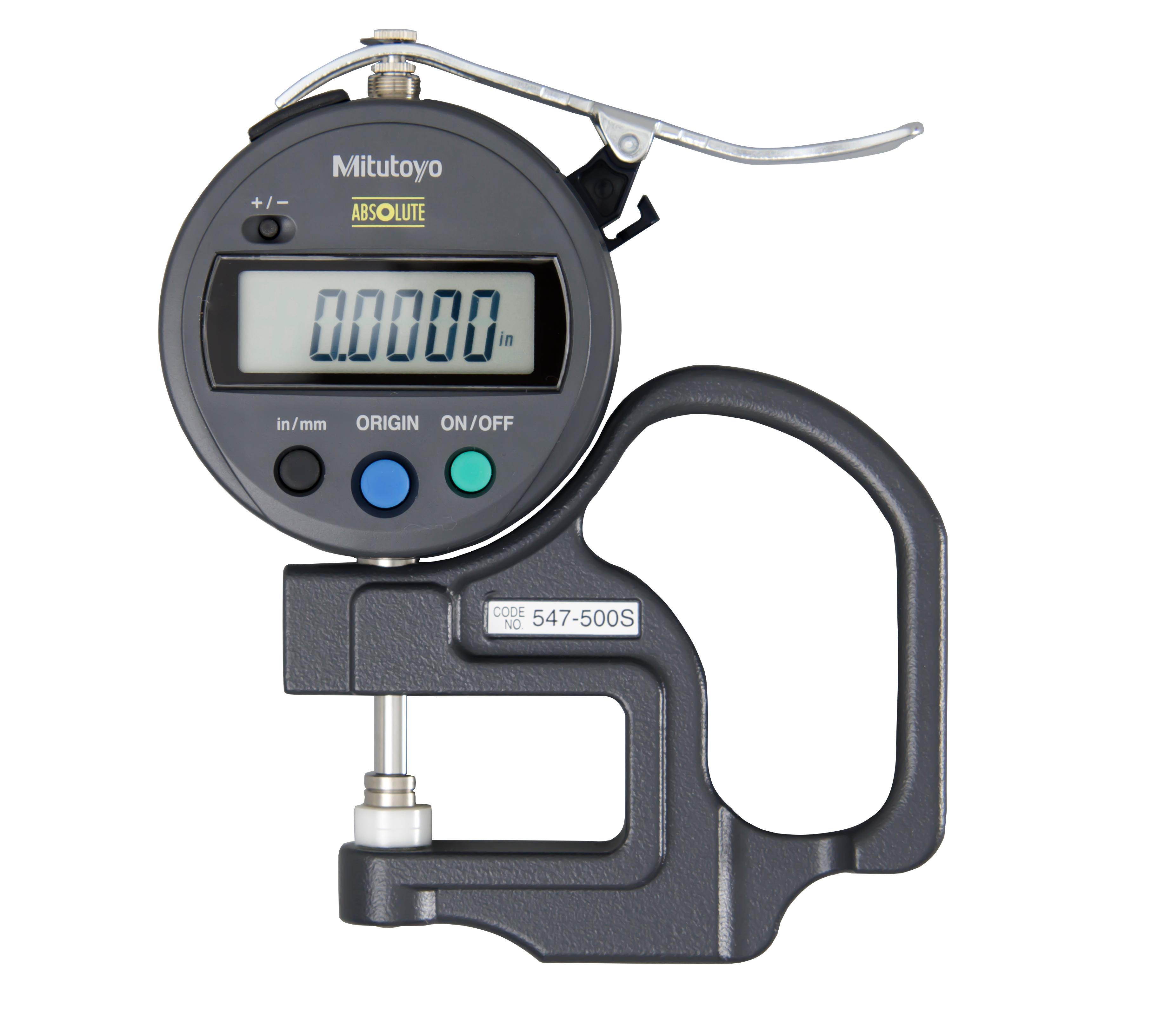Mitutoyo, 547-500S, 0-.47 In/0-12mm, .0005 In/0.01mm ID-S Digimatic ABSOLUTE Thickness Gage