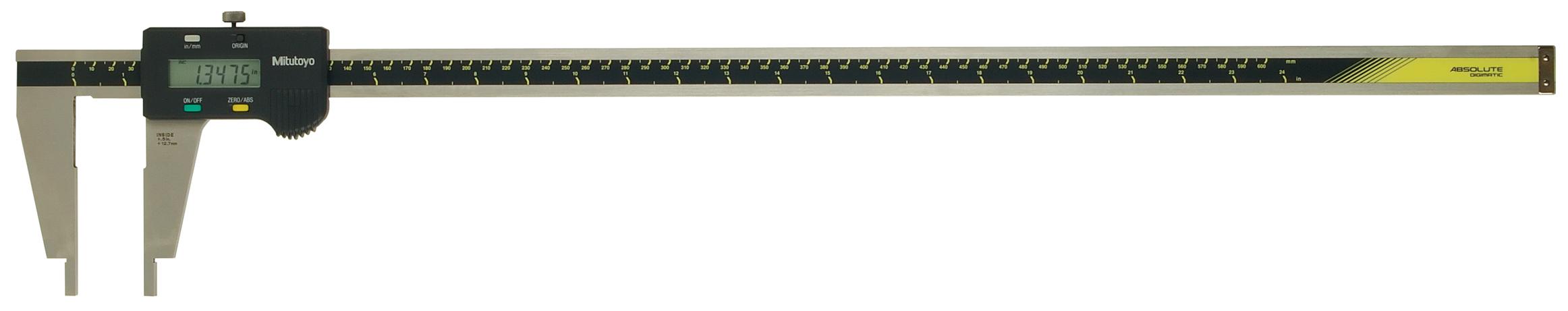 Mitutoyo, 550-225-10, 0 (.5)-24 In/0 (20)-600mm, .0005 In/0.01mm, ABSOLUTE Digimatic Nib Jaw Caliper,  With SPC Data Output, No Depth Bar