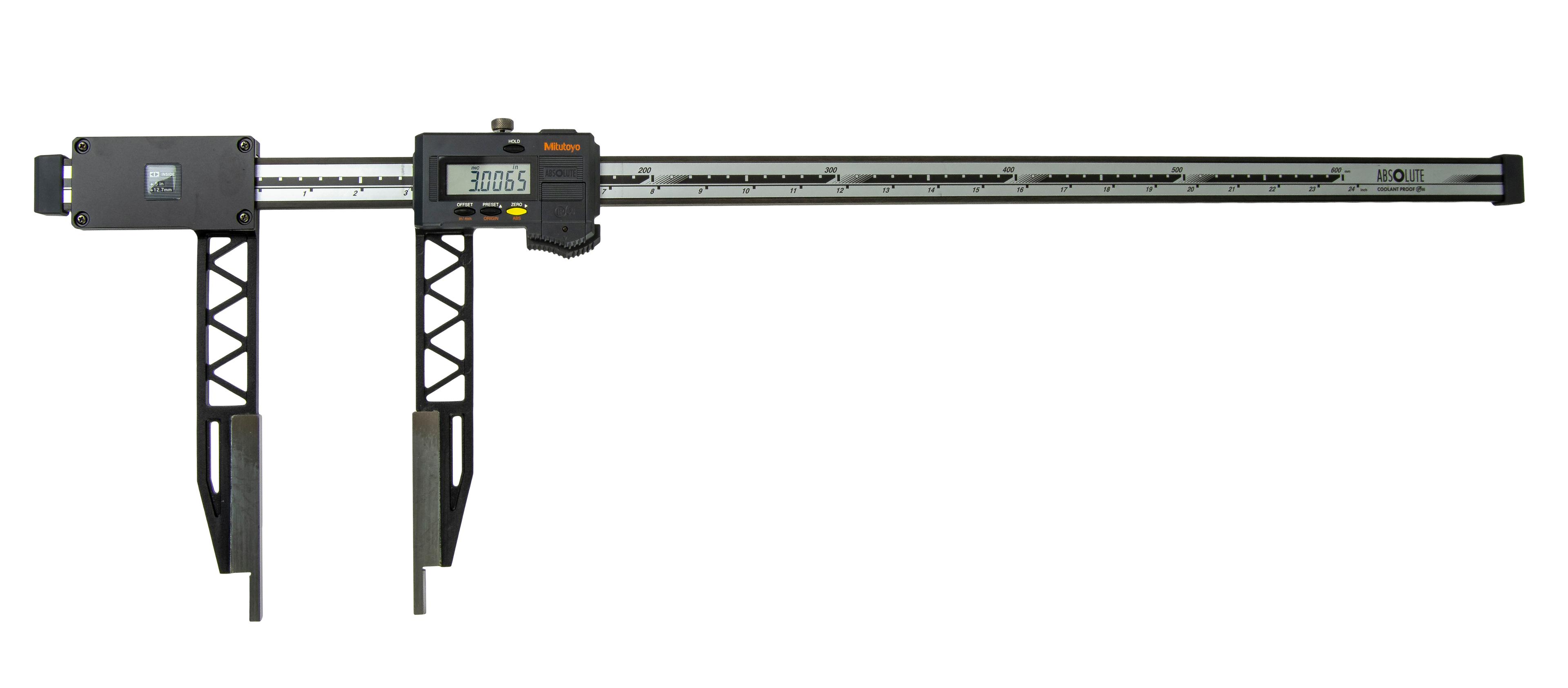 Mitutoyo, 552-161-10, DIGIMATIC CARBON-FIBER CALIPER, WITH OPTIONAL JAW ATTACHMENTS CFC-24 InGL,LONG JAW 7.9 In