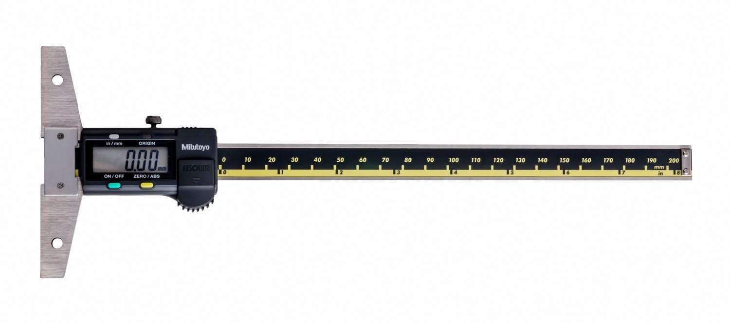 Mitutoyo, 571-212-30, 0-8 In/200mm, .0005 In/0.01mm, ABSOLUTE Digimatic Depth Gage, With SPC Data Output