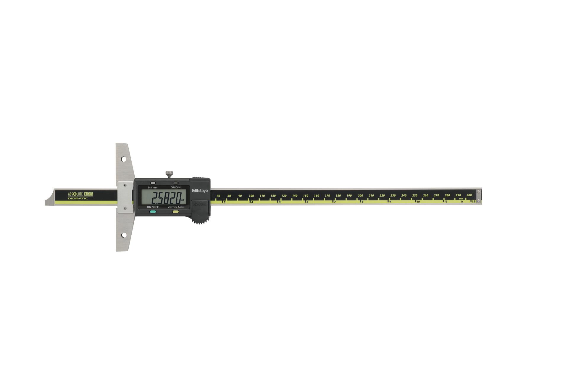 Mitutoyo, 571-213-30, 0-12 In/300mm, .0005 In/0.01mm, ABSOLUTE Digimatic Depth Gage, With SPC Data Output