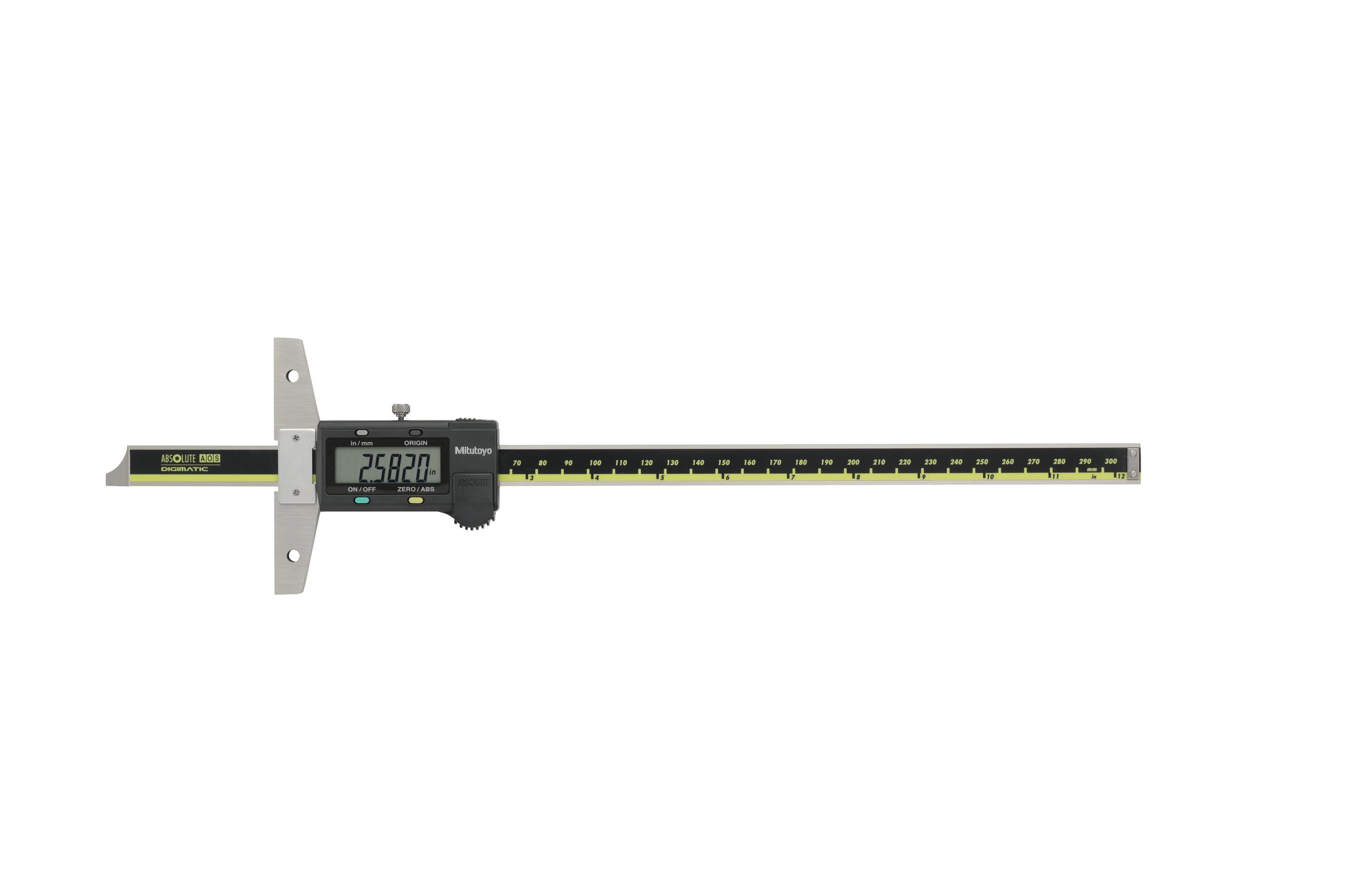 Mitutoyo, 571-213-30, 0-12 In/300mm, .0005 In/0.01mm, ABSOLUTE Digimatic Depth Gage, With SPC Data Output