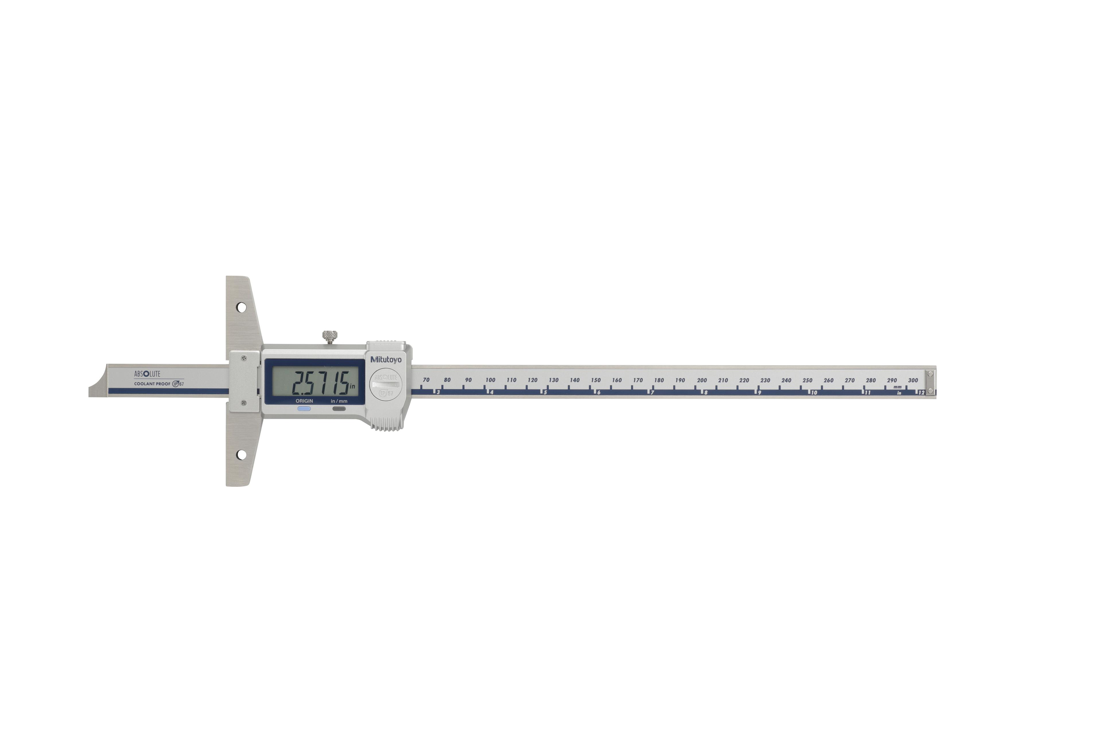 Mitutoyo, 571-263-20, Absolute digimatic depth gage,12in/300mm range, .0005in/.01mm resolution, 320g