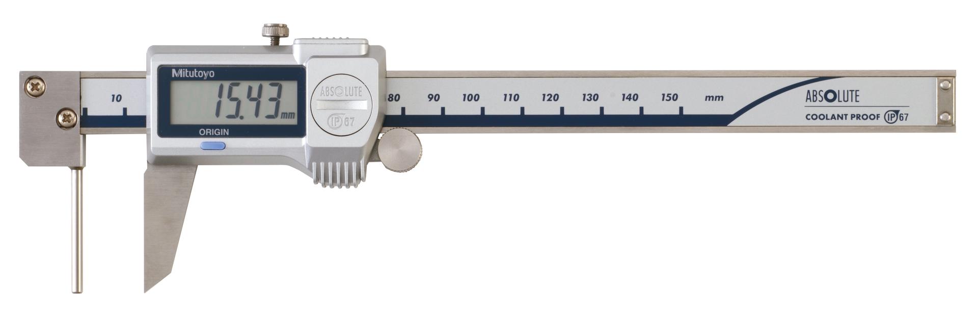 Mitutoyo, 573-661-20, CALIPER, DIGIMATIC, 150 MM, COOLANT PROOF, TUBE-THICKNESS, W/ THUMB ROLLER