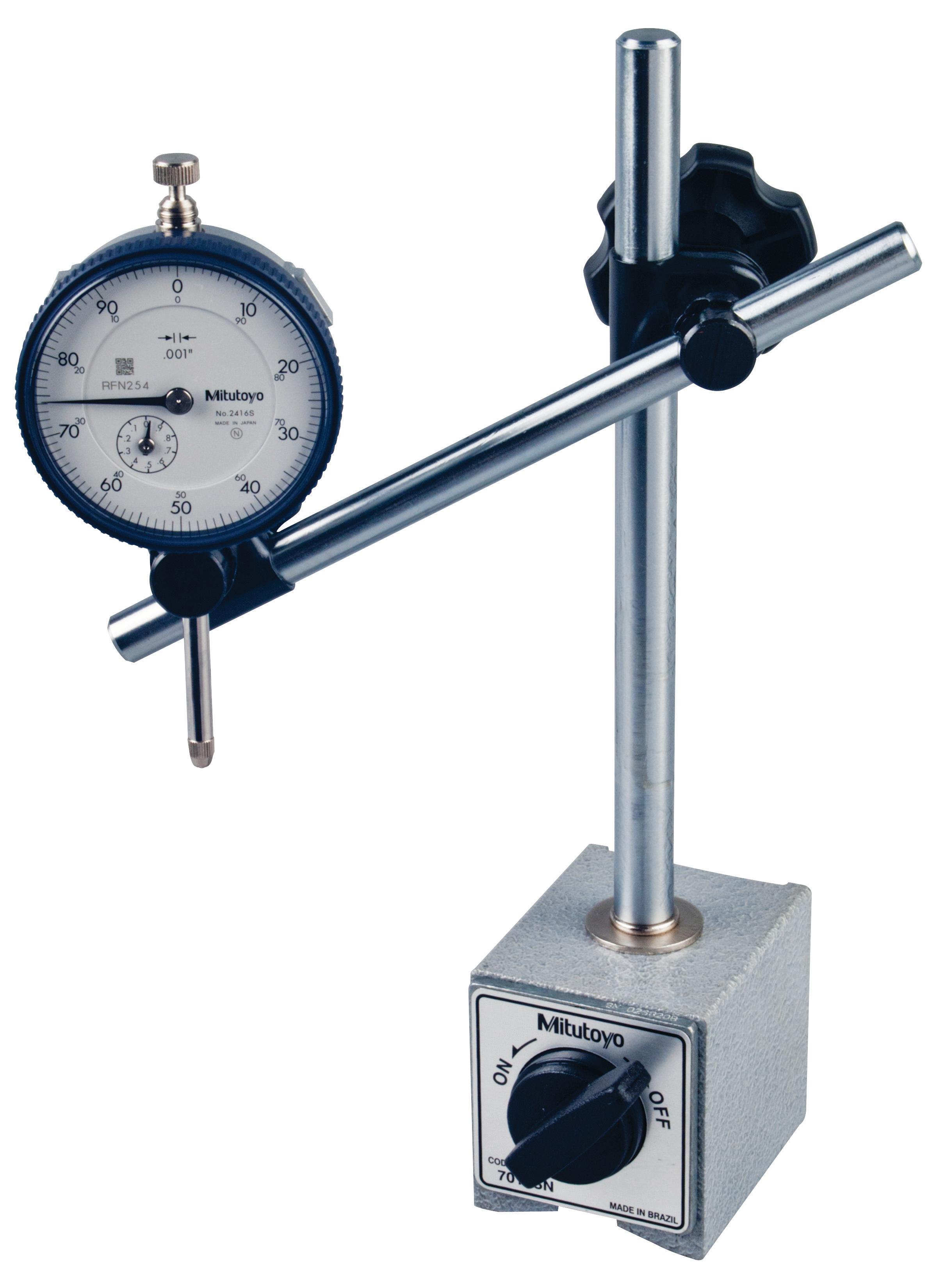 Mitutoyo, 64PKA079B, MAGNETIC STAND W/ DIAL INDICATOR (2416S)