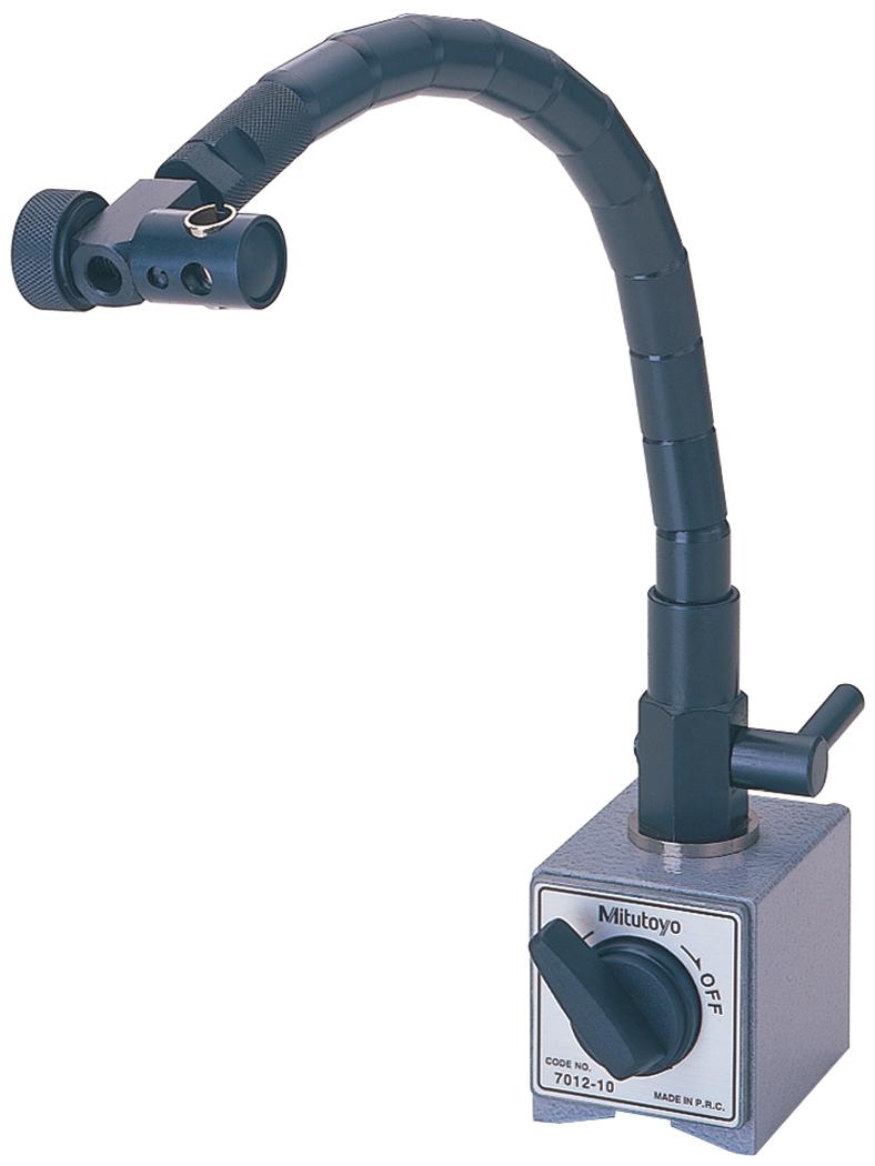 Mitutoyo, 7012-10, Magnetic Base, For Indicators, 3/8 in and 6/8mm Stem Hole Diameters, Flexible Arm, Fine Feed Adjustment