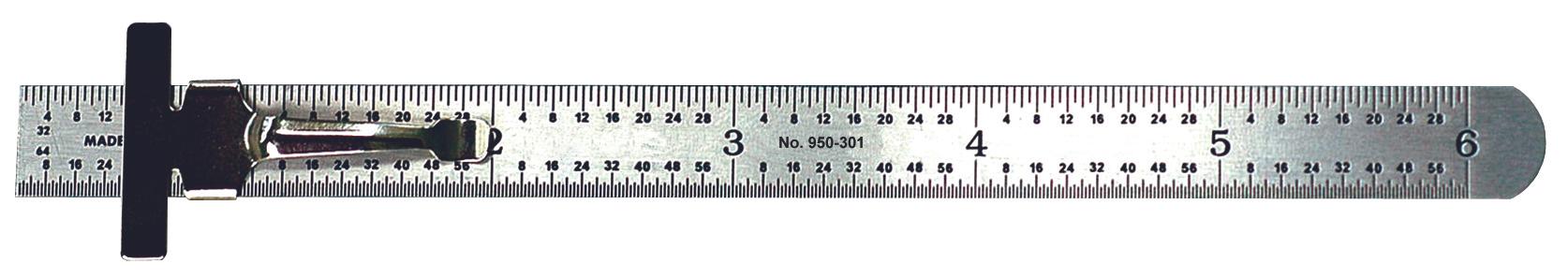 Mitutoyo, 950-301, 6 In, Pocket Steel Rule, 1/2 In Wide , Pocket Clip, (1/32, 1/64) 
