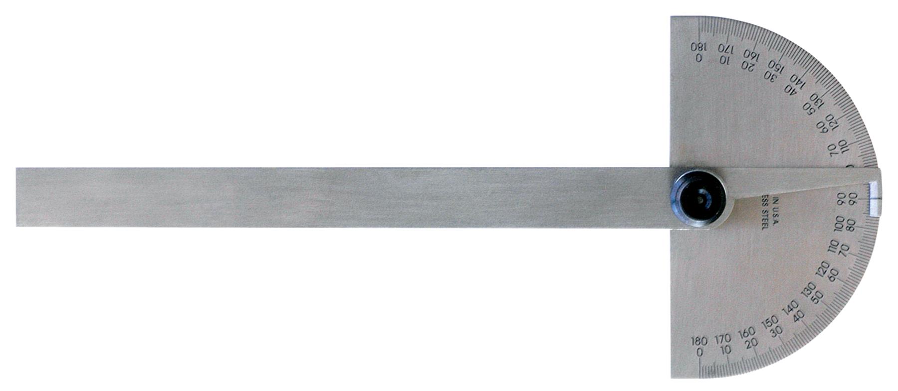 Mitutoyo, 968-202, Semi-Circle Base Protractor With 1 Degree Graduations (0-180/180-0)