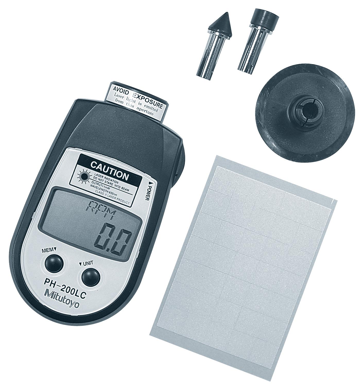 Mitutoyo, 982-552, Digital Hand Tachometer, Contact/Non-Contact Style, Contact 6 to 25,000 RPM/ Non-Contact 6 to 99,999 RPM