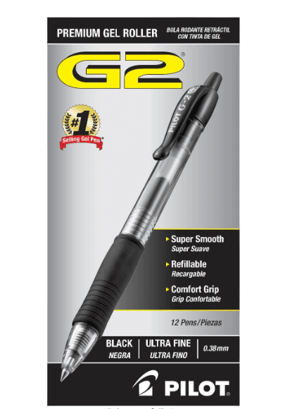 31277 - Gel Pen � Black 0.38mm (12 Pack)