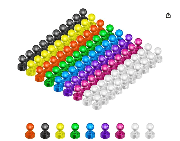 90PCS - Push Pin Magnets � 90 Piece Assorted