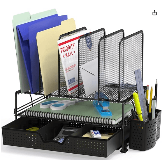 B01N9HQM9F - 3-Tier Desk Organizer � Black Metal