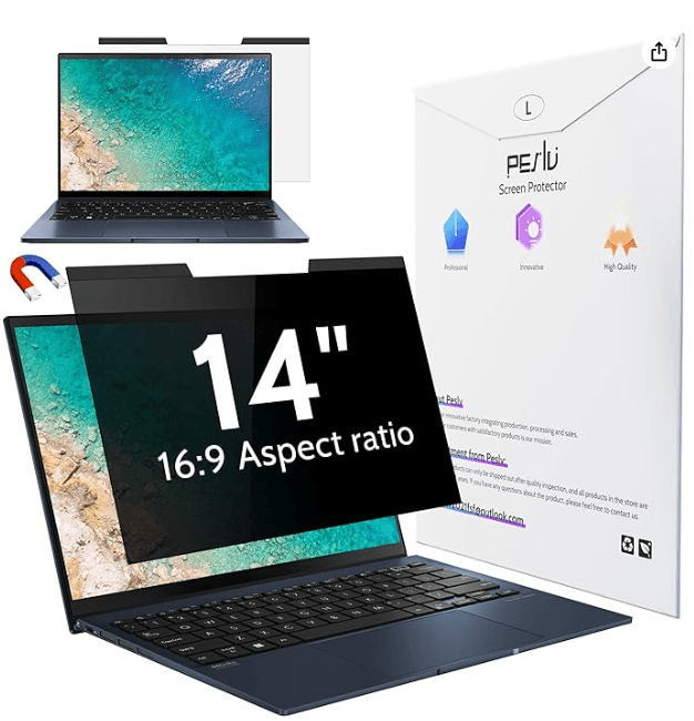 pes-cxfk14 16 9, (L)12.2*(W)6.8(H)0.5inch, CLEAR, PRIVACY SCREEN, ASIN B0BZYG5QND
