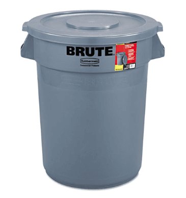 RCP863292GRA, 24.13 X 22.25 X 27.5 INCHES, PLASTIC, GARBAGE CONTAINER, CYLINDRICAL