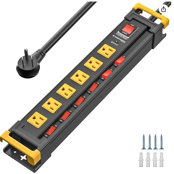 US-0607, 6, 10foot, BLACK, 125, 6 Outlet Power Strip, ASIN B0CM6L5WTY