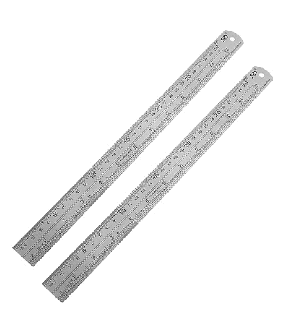 YK0131-2-CA, 12 Inch & 30 cm, Metal Ruler, 2-Pack, B0BP99DRKC