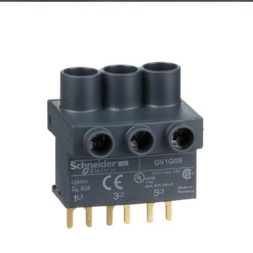 SCHNEIDER, GV1G09, TOP FEED TERMINAL BLOCK, 3P, 0.1KG
