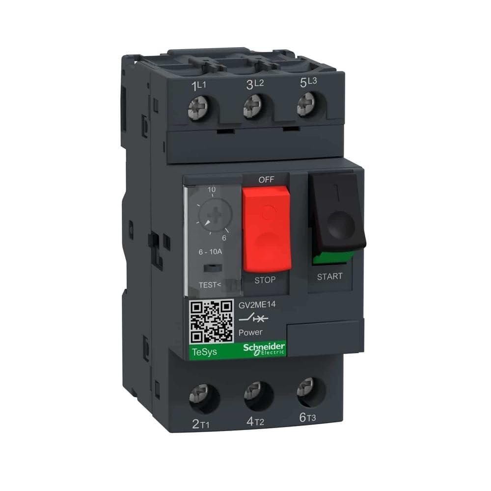 SCHNEIDER, GV2ME14, CIRCUIT BREAKER, 3P, PUSH BUTTON, 3KA, 690V, 6-10A