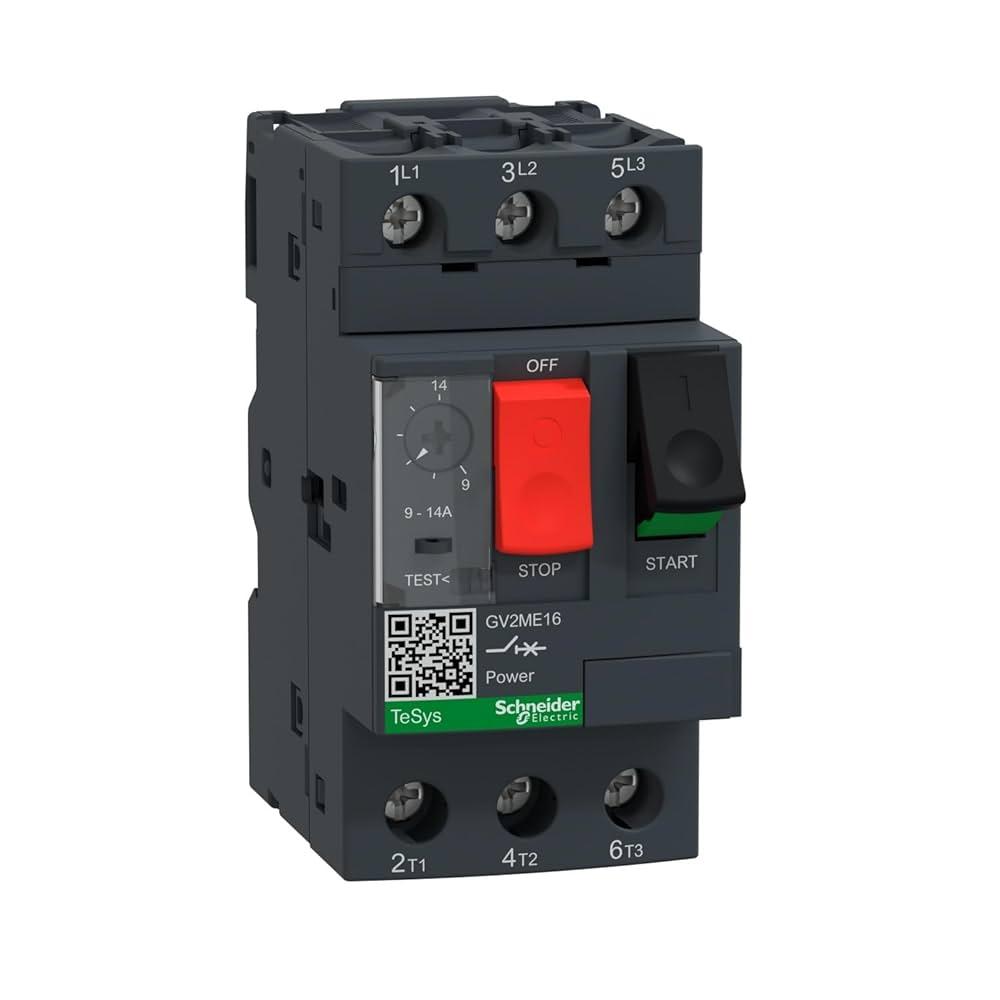 SCHNEIDER, GV2ME16, MANUAL STARTER, PUSHBUTTON, 9-14AMP, 3POLE, 600VAC, IEC