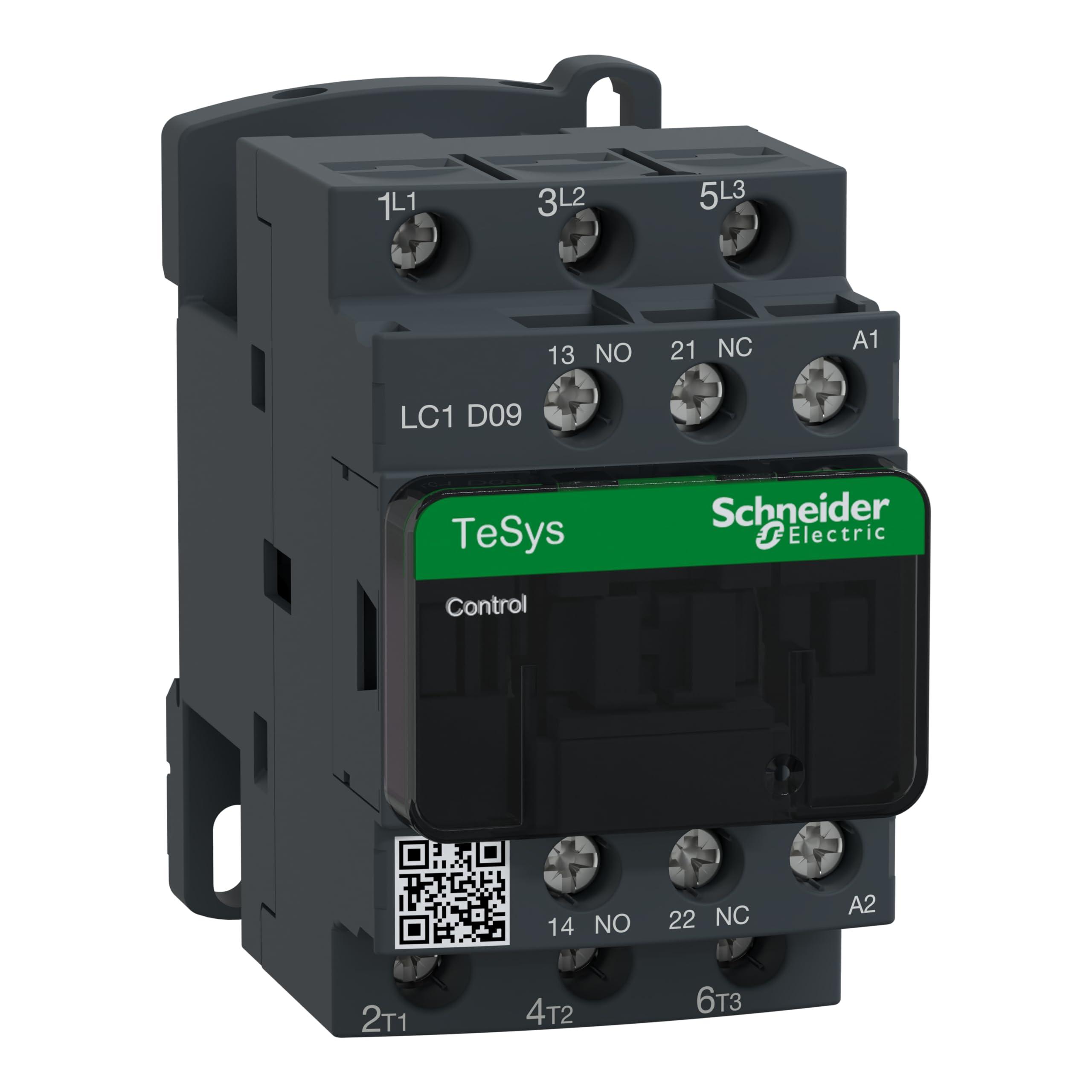 SCHNEIDER, LC1D09F7, CONTACTOR, 3POLE, 3NO, 9A, AC110V COIL, 0.5KG