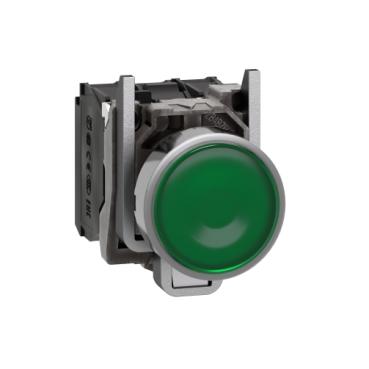 SCHNEIDER, PUSH BUTTON LAMP SWITCH, MOMENTARY TYPE, METAL BEZEL 22MM, LED TYPE, CONTACT 1A1B, DC2...