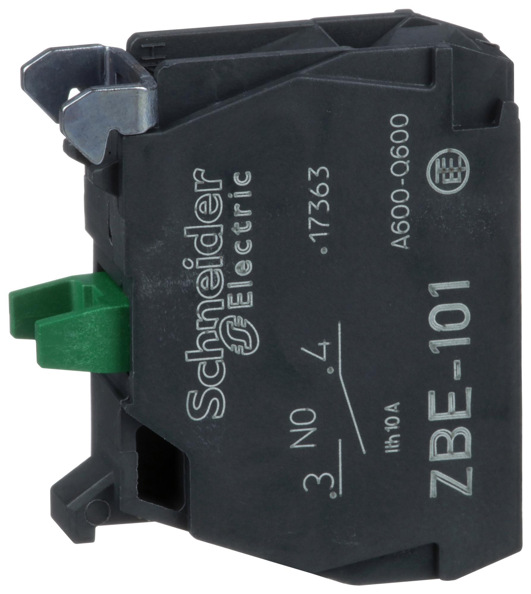 SCHNEIDER, ZBE101, CONTACT BLOCK, 22MM PUSH BUTTON, 1 NO, 10A, AC 600V, 0.1KG